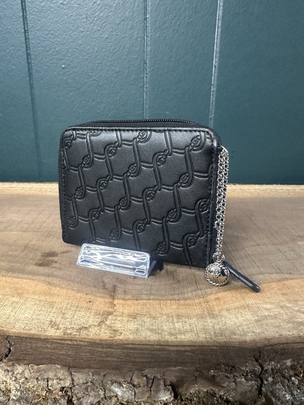 Roberta di Camerino Black Leather Zip Wallet Key Pouch Italy Designer